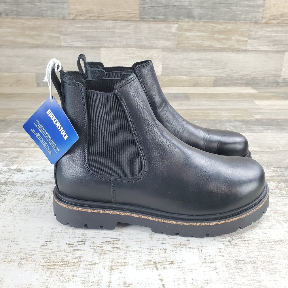 Birkenstock Highwood Womens Chelsea Boots Sz 7 Black Leather Mid High Slip On